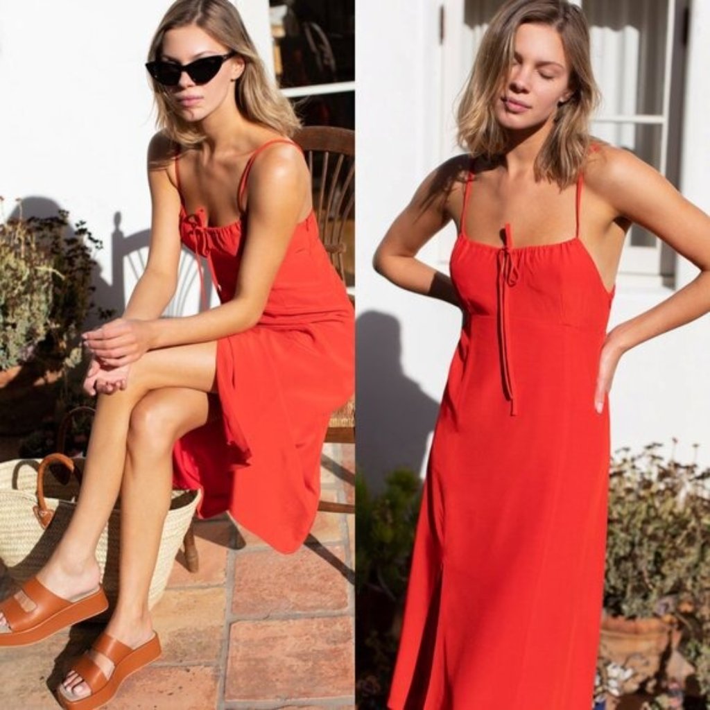Emerson Fry New Red Grenadine Amy Classic Sundress Midi Dress Size Xs